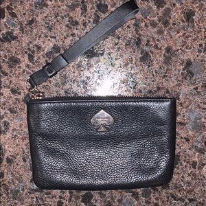 KATE SPADE black leather wristlet